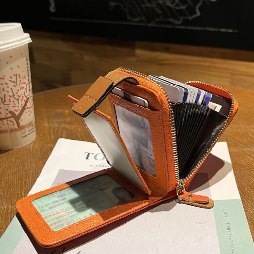 Kangaroo (Kangaroo) Nuevo licencia de conducir retro de moda Conjunto de tarjetas dos en uno para femeninas Celebridades nuevas francesas de gran capacidad Multi-cartas Negro 8.5*11.5*3.5cm