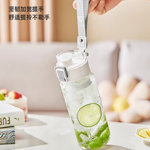 希乐大容量塑料杯男女运动水瓶学生户外随手杯便携带滤网 墨黑 680ml