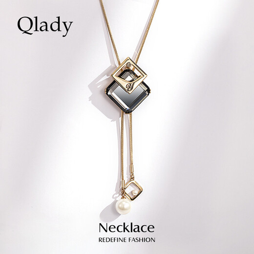 Qlady crystal geometric sweater chain women's long necklace high-end sweater pendant accessories pendant birthday gift for wife