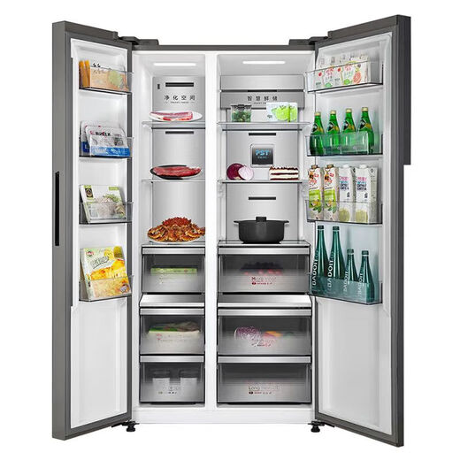 Midea Midea double-door household refrigerator large capacity first-level frequency conversion intelligent air-cooled frost-free BCD-605WKGPZM tail stock BCD-605WKGPZM stone gravel green glass door