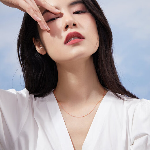 Saturday blessing 18K gold necklace women's Chopard chain color gold necklace plain chain birthday gift white 18K about 42cm