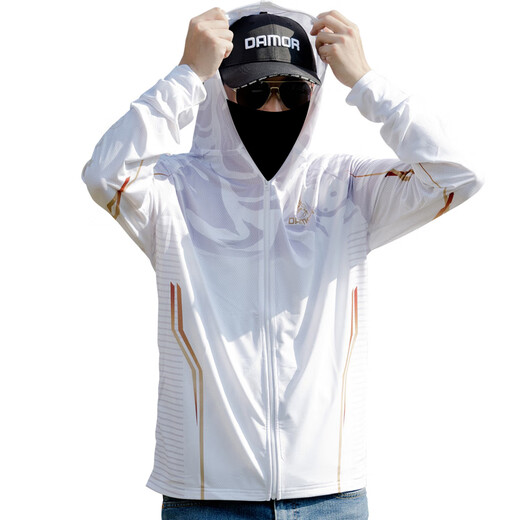 Damo Damo sun protection clothing fishing long-sleeved ice silk sun protection clothing thin anti-UV cool fishing clothing white XL