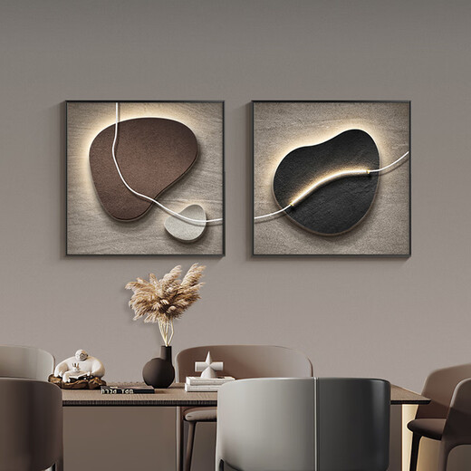 
Huaixueshi Lai Operating Restaurant Decorative Painting Dining Room Hanging Painting Square High-end Texture Painting Modern Light Luxury Living Room Mural JD12178 Single Scenery (Clay-colored style on the left) 80*80cm Crystal Porcelain Aluminum Alloy Black Frame
