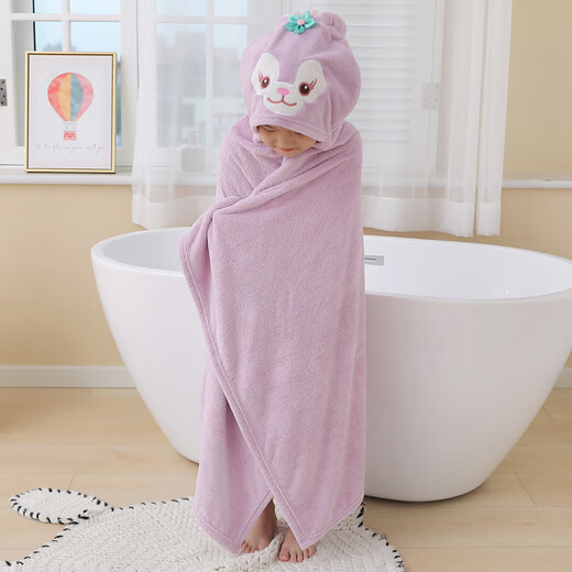 Silk Children's Bath Towel Cape with Hat 8-12 Years Old Cartoon Pure Cotton Hat Hat Newborn Baby Male and Female Specially Available for Older Children Monkey Pink Cape 70*140cm (1-5 Years Old)