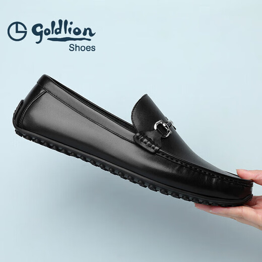 Goldlion Men's Shoes Loafers Peas Shoes Light and Comfortable Set-Toe Business Casual Shoes G567310469AAB Black 41