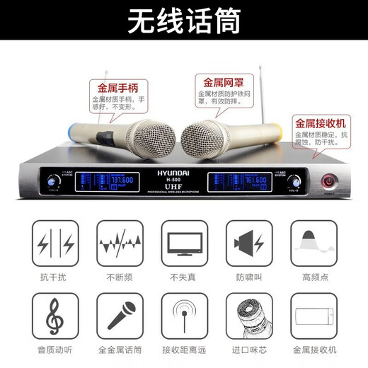 HYUNDAI现代家庭影院ktv音响套装家用k歌电脑电视客厅卡拉ok全套会议室卡包店铺专业功放音箱设备 【豪华版】10吋三分频五单元音响套装