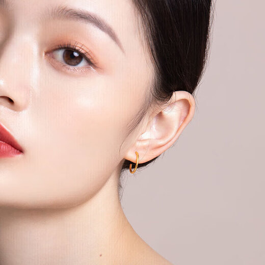 Liuguifu Jewelry Gold Earrings Pure Gold Simple Classic Glossy Earrings Stud Earrings EH0003 1.1g