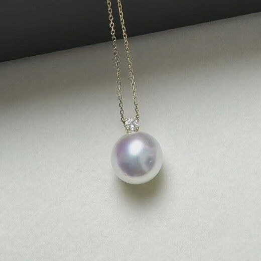 Exclusive hyperlinked seawater Australian white Tahitian earring necklace pendant No. 2 11.8mm Australian white pendant 18k gold diamond slightly 925 silver refined