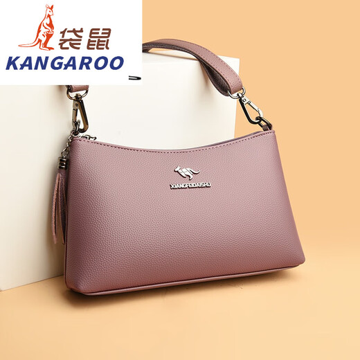 袋鼠（KANGAROO）包包女2024时尚百搭单肩斜挎包中年妈妈小挎包手机 黑色