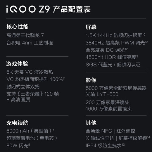 Vivo iQOO Z9 Full Netcom 5G Mobile Phone 6000mAh 1.5K 144Hz Eye Protection Screen 3rd Generation Snapdragon 7 Gaming Phone Dual SIM Dual Standby Smartphone Shanye Qing 8GB+128GB