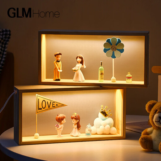 Regalos de cumpleaños de Juyujia para novias, parejas de niñas, pequeñas cajas de luz nocturna, decoraciones de madera, artesanías para la esposa Ziyun Luces nocturnas de parejas 26*6*13