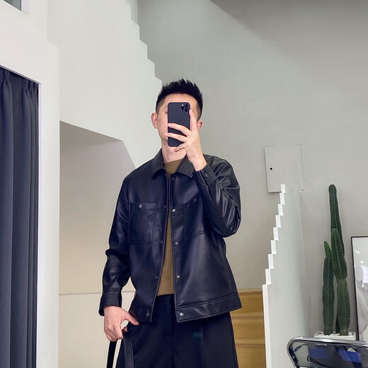 JAGR潮牌 皮衣男夹克外套2024防皮机车工装上衣百搭男士皮夹克 21811-2黑色 2XL-155斤