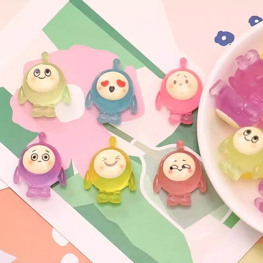Glow-in-the-dark three-dimensional cartoon doll cute decompression trendy diy children's toy ornaments accessories cream glue Eggman Party-4 pieces random style