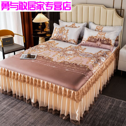 Modu European style bed skirt bed cover cover washable machine washable soft mat summer spring garden - blue 2x2.2 meters