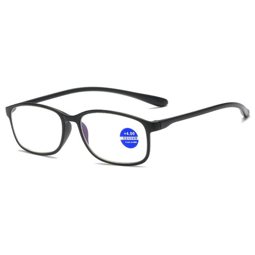 Fashionable and simple full-frame reading glasses HD TR90 thin material frame anti-blue light reading glasses Dirun stone black (with box cloth) anti-blue light +100 degrees