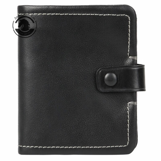 
ANDSEEYOU brand vertical large-capacity card bag cowhide short wallet trendy men's ID bag genuine leather wallet multi-function handbag black