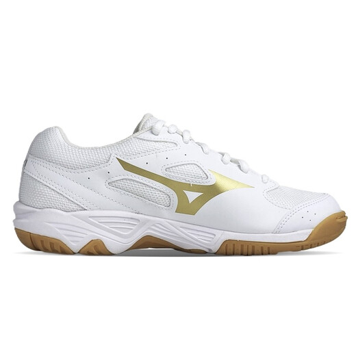 MIZUNO new badminton shoes breathable volleyball shoes table tennis shoes indoor and outdoor sports CYCLONE SPEED V1GA218152 white/gold 37 (235mm)