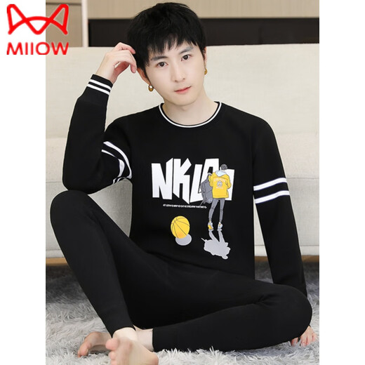 Catman (Miiow) Neuer warmer Anzug Unterwäsche für Männeranzug verdickte Velvet Herbst- und Winter-Herren-Teen-Top-Hose Unterwäsche CP679 GRAU 4XL [Vorgeschlagen 150-170jin [Jin ist 0,5 kg]]