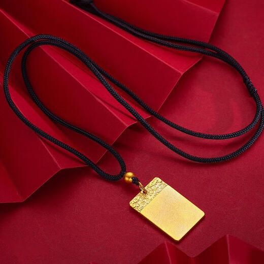 Fat Donglai same style 18K gold Wushi brand pendant Hong Kong duty-free gold l gold couple Ping An Xiangyun sweater chain necklace Ping An Wushi brand pendant