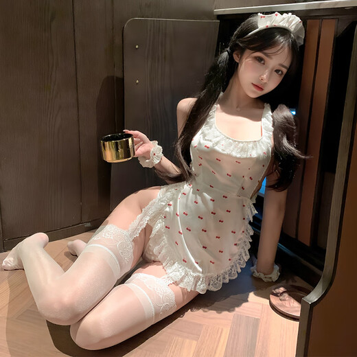 Feimu 2024 New Feminine Pajamas Thong Stockings SM Uniform Temptation Convenient to Do errands Can Wear Outerwear for Dates Headband + Strap Skirt + Bracelet*2 + T Pants