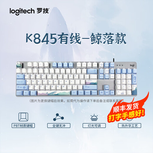 罗技（Logitech）K845机械键盘 游戏键盘 办公键盘有线全尺寸办公家用背光电竞吃鸡键盘 K845-茶轴-鲸落