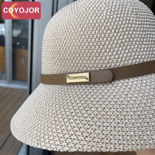 
COYOJOR Xiyao's Korean sun protection face small basin hat top hat sun protection fisherman hat British retro face mask beach sun hat women beige adjustable