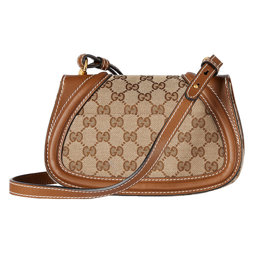 古驰（GUCCI）女士迷你棕色特制帆布磁扣闭合单肩包 815700HAAKG9755 21.5x11x8cm