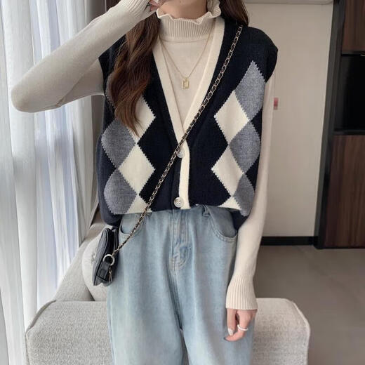 Pincai retro knitted vest women's sweater versatile vest vest vest small V-neck PW27ZQ3