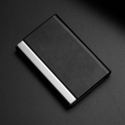 Ehrenmann Business Cowide Visitenkartenclip Männer Frauen große Kapazitätsrückgang Case Cart Card Card Hülle True Leather Kartuelle Customized Gift Schwarz