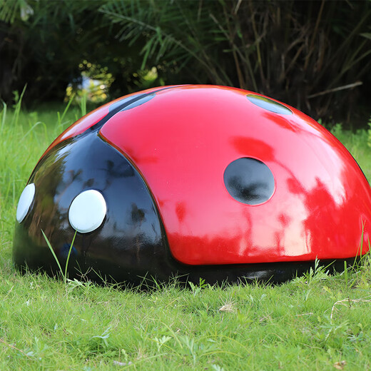 Fuya Art Simulation Seven-Star Ladybug Large Ornament Beetle Sculpture Outdoor Garden Landscape Sketch Park Garden Lawn Decoration 80cm Diameter Red