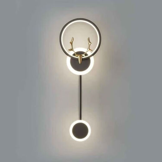 Fenglanq Fenglanq golden black wall lamp bedside lamp decorative background wall starry sky and deer head LED new engineering TV wall long strip starry sky golden three-color light changing pair