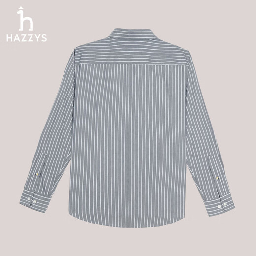 HAZZYS men's wide and narrow vertical striped cotton long-sleeved shirt ASCZK1BCK17 black BK 180/100A50