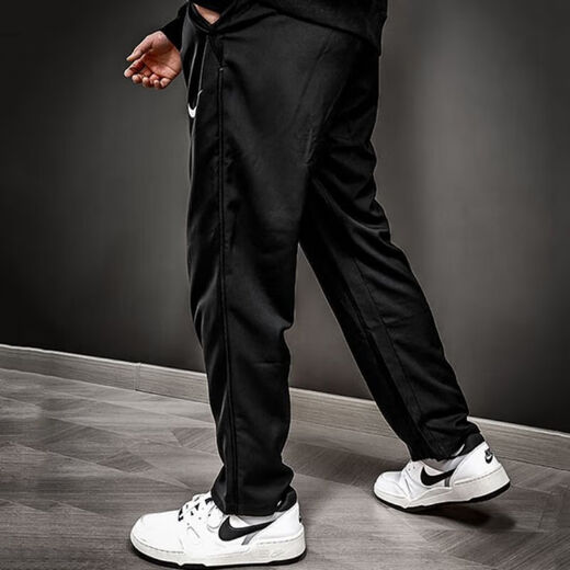 耐克（NIKE）运动裤男裤2025夏季新款梭织透气长裤健身裤休闲裤平口裤 梭织速干直筒DM6627-010黑色 S 推荐100-120斤