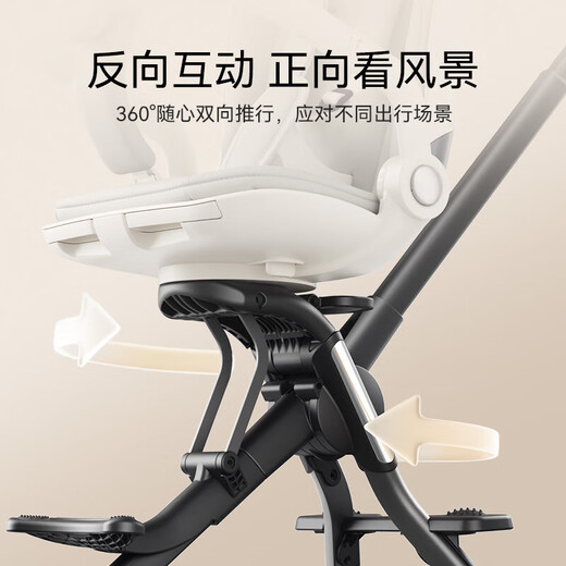 英氏（YEEHOO）遛娃神器360°旋转可坐可躺轻便折叠婴儿手推车高景观溜娃车
