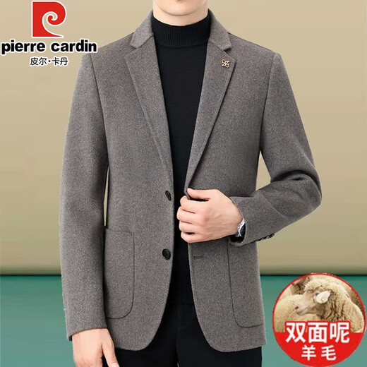 Pierkan casual suit men's woolen coat spring, autumn and winter wool double -sided, middle -aged business casual jacket camel XL /180
