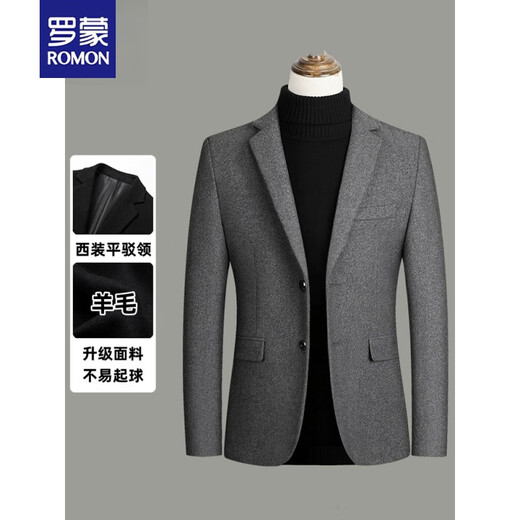 Romon New Fashion Suit Jacket Men Autumn and Winter Media-Eding Casual Traje pequeño Traje de lana Jacket Men Gray [Venta caliente] XL [135-150Jin [Jin equivale a 0.5 kg]]