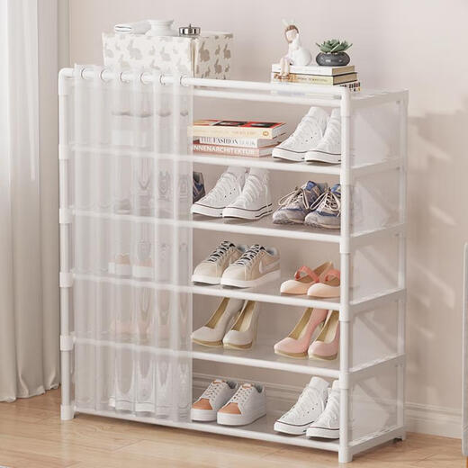 Lehuo Time Simple Shoe Cabinet Door Entry Cabinet 2024 New Shoe Rack Door Multi-layer Household Shoe Storage Cabinet Integrated Wall Black [6-layer 60cm]