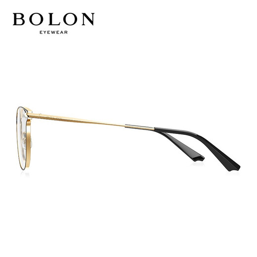 Tyrannosaurus (Bolon) Myopia Gläsen Katzen-Eye-Titan-Rahmen Metallgläser kann mit Anti-Blau-Strahlungsbrillen für Frauen BT1392 B12-Gold/Hellschwarzes Gesicht ausgestattet werden