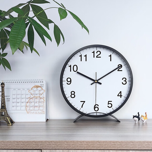 Momen pendulum clock quartz living room desktop metal desk clock home desktop fashion clock sitting clock with beautiful meaning white surface (metal frame) 36cm14 inches