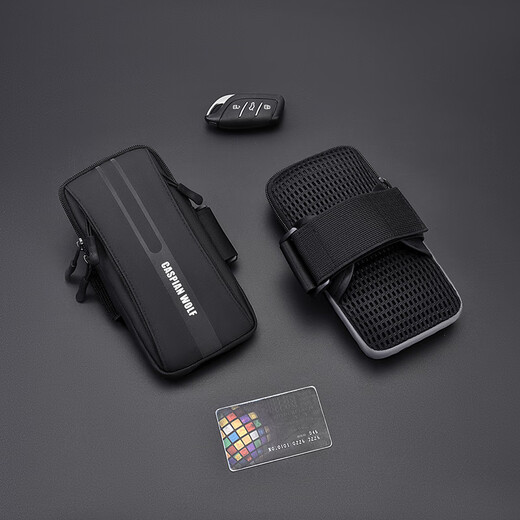 He Jiagong running mobile phone arm bag for men and women outdoor fitness wrist phone bag light and breathable mobile phone sports arm bag cool black