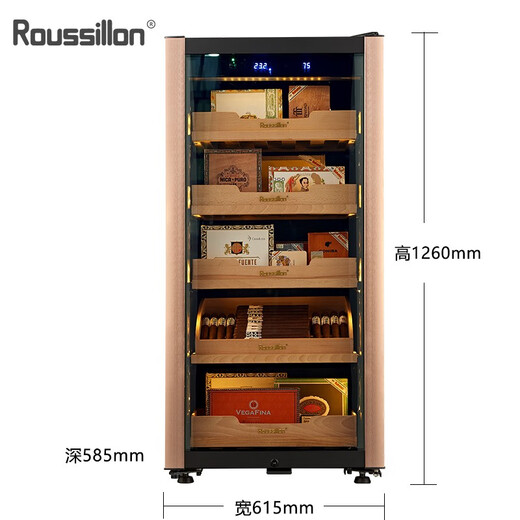 Roussillon Roussillon cigar cabinet, constant temperature and humidity cigar cabinet, cigar cabinet for home use, custom cigar cabinet, cigar room customization 1260H rose gold classic version 188L constant temperature and humidity