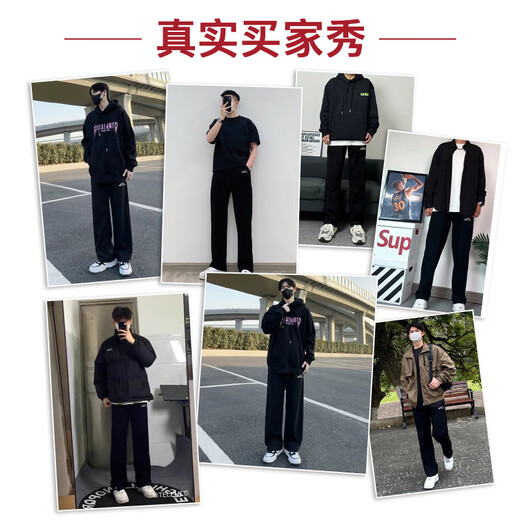 Warrior casual pants men's spring and autumn straight wide-leg pants men's sports sweatpants men's versatile trousers men's pants black XL