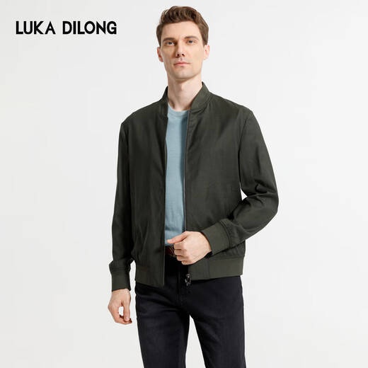 Lucadilong [Smart Constant Temperature] 24 Spring and Summer New Imported Fabric Men's Baseball Collar Casual Wool Jacket Jacket Gray Green 50