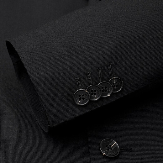 Angel Bird Suit Men's Autumn New Men's Business Casual Suit with Mulberry Silk Suit and Trousers Two-button Suit Suit Black Serge 44 A(165/88) /Please note waist or trousers