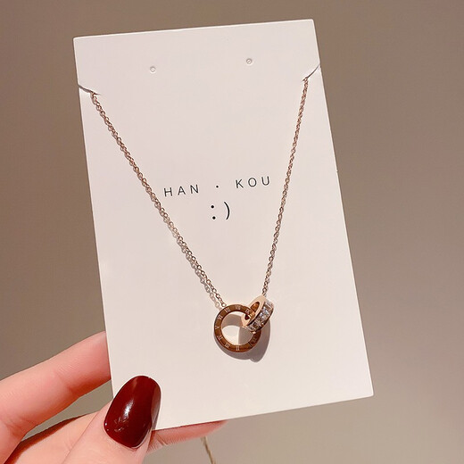 BJYL rose gold necklace for women, not easy to fade, clavicle chain, fashion jewelry, birthday gift for girlfriend, best friend, Roman ring - rose gold