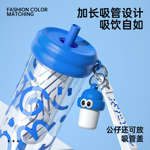 Chuidahuang plastic cup tritan material anti-fall with straw tea warehouse separate portable large-capacity water cup black pink 650ml