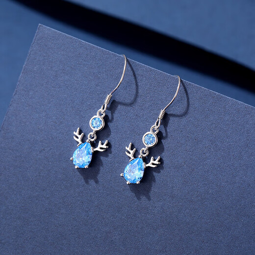 Ancient silver needle earrings for women 2025 new one-week earrings birthday gift for women light luxury niche high-end practical one-week earrings gift box + S999 pure silver necklace set