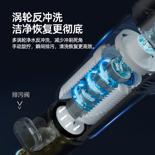 安吉尔前置过滤器 净水器全屋中央水驱自旋水盾式涡轮转动反冲洗 前置过滤器前十名 自动冲洗刮洗J3524 8.5T通量【水遁涡轮自清洗技术】