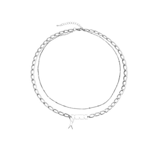 BJYL double-layer necklace for men's fashionable student letter pendant, versatile clavicle chain, personalized choker, clothing accessories, gift for boyfriend