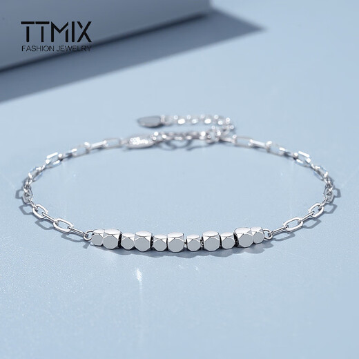 TTMIX shiny small sugar cube platinum bracelet PT950 fashionable women's platinum bracelet bracelet birthday gift double cross chain 3.7-3.9g